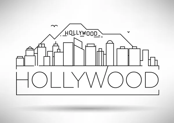 Skyline hollywoodienne minimale avec design typographique — Image vectorielle