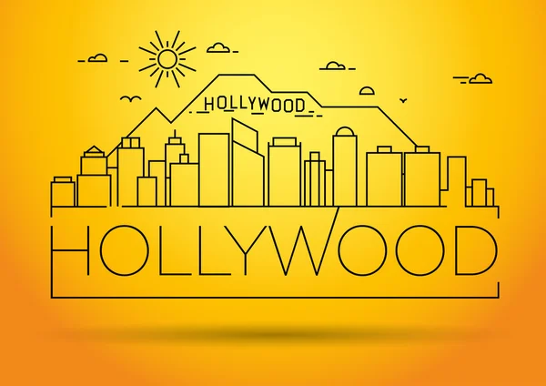 Minimal Hollywood Skyline with Typographic Design — Stock Vector