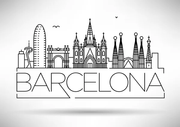 Skyline della città di Barcellona con design tipografico — Vettoriale Stock