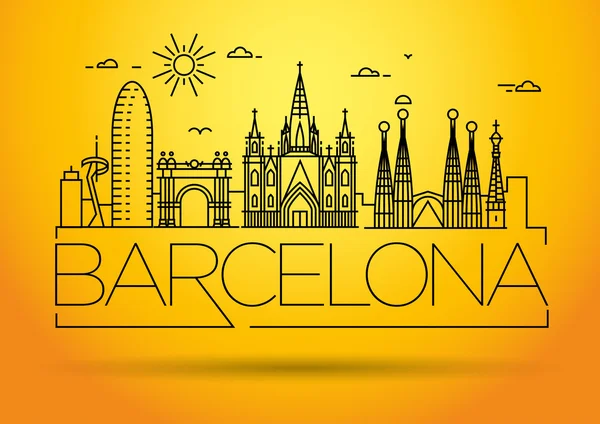 Barcelona City Skyline com design tipográfico — Vetor de Stock