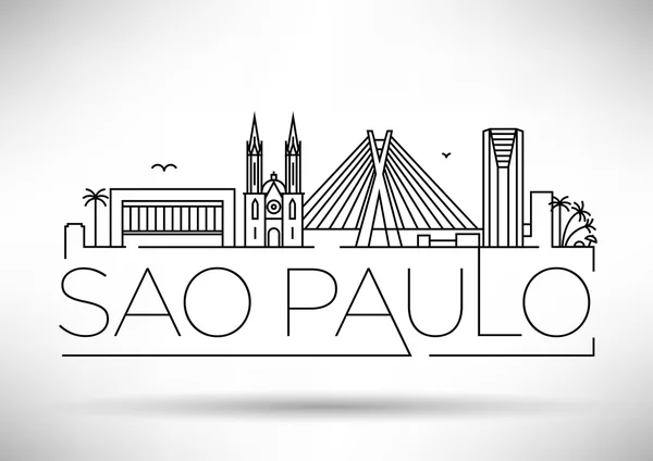 Sao Paulo City Skyline con disegno tipografico — Vettoriale Stock