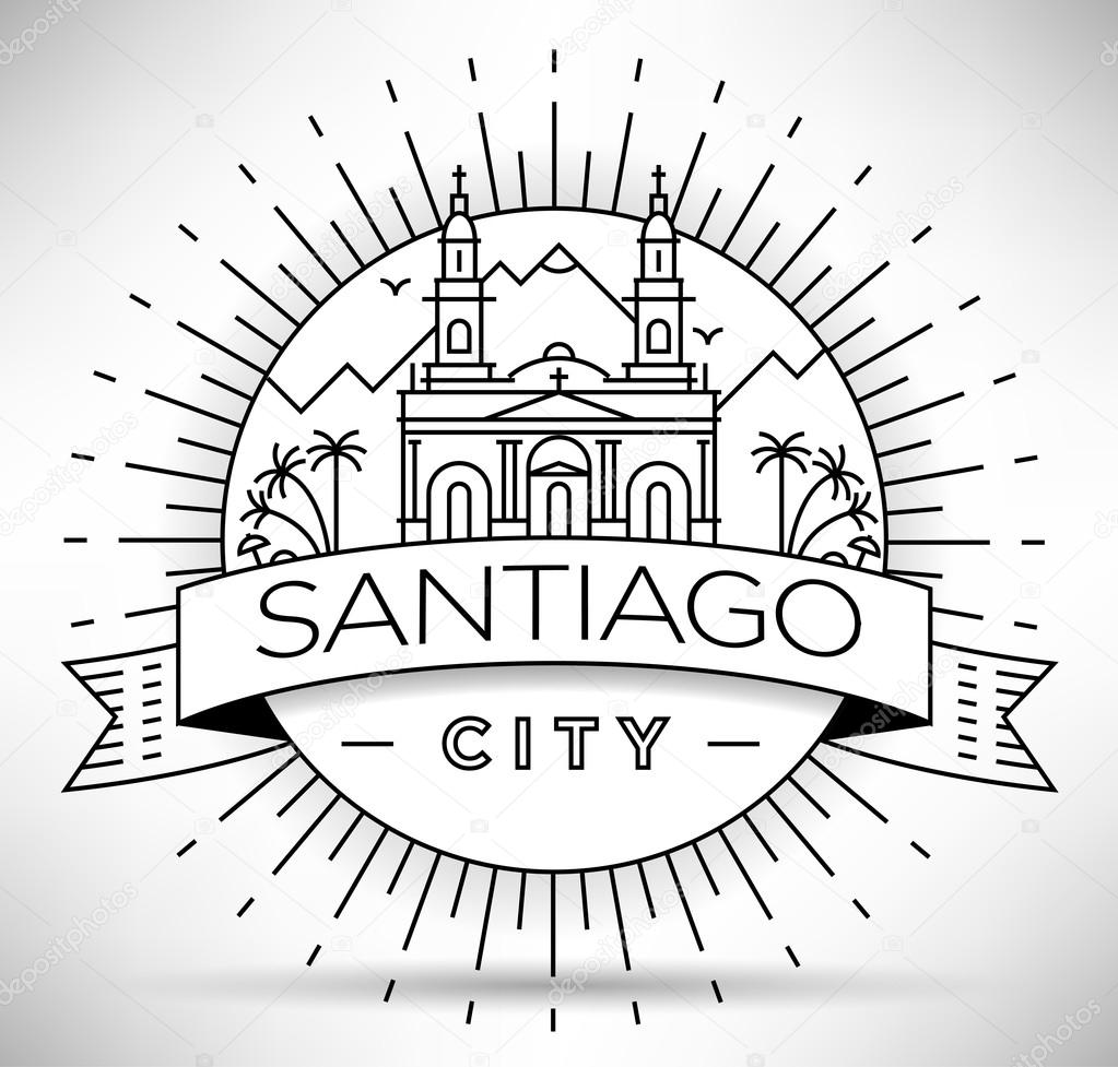 Santiago City Skyline with Typographic Design Stock Vector by
