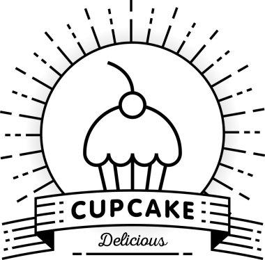Doğrusal tarzı ile cupcake simgesi