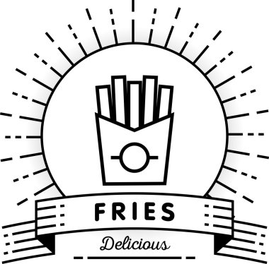 patates kızartması doğrusal stil simgesiyle