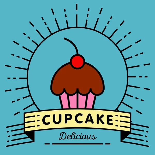 Icona Cupcake con Stile Lineare — Vettoriale Stock