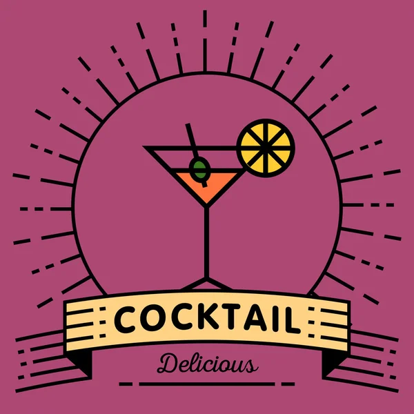 Icône cocktail avec style linéaire — Image vectorielle