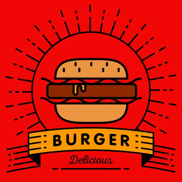 Icono de hamburguesa con estilo lineal — Vector de stock