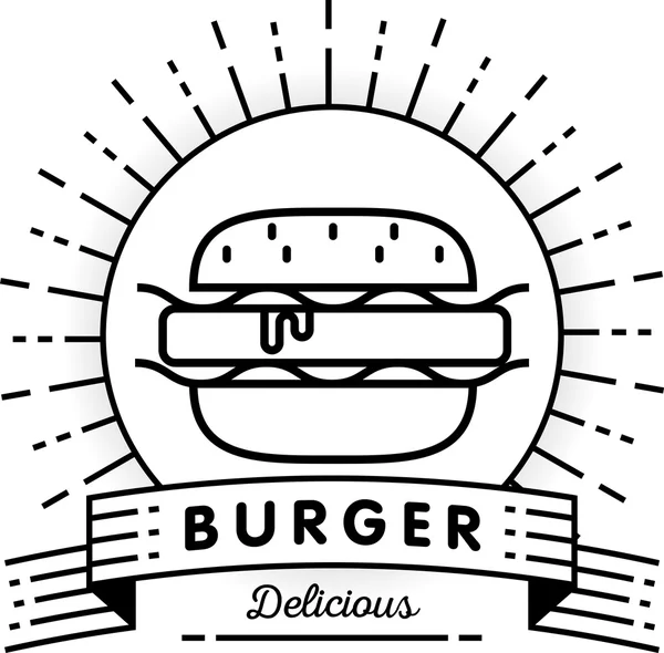 Burger-Ikone mit linearem Stil — Stockvektor