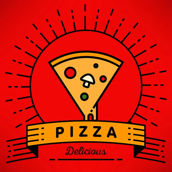 Ícone de pizza com estilo linear — Vetor de Stock