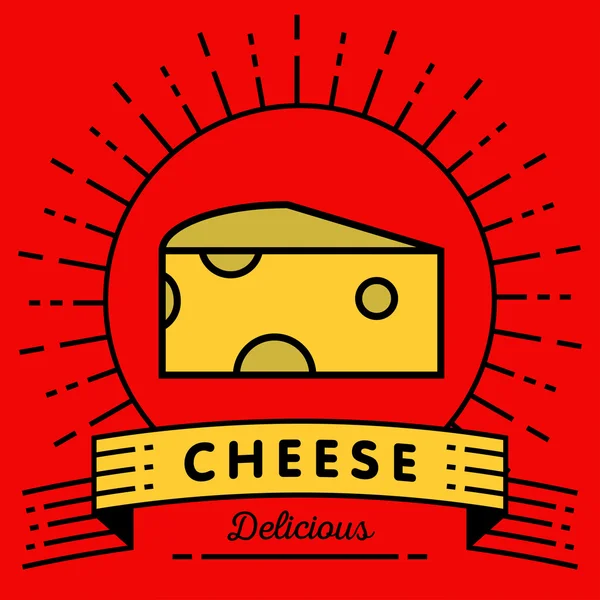 Icono del queso con estilo lineal — Vector de stock