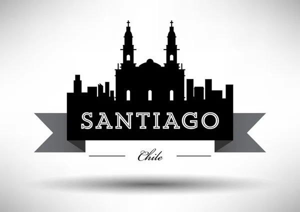 Santiago City Panorama Design — Stockový vektor