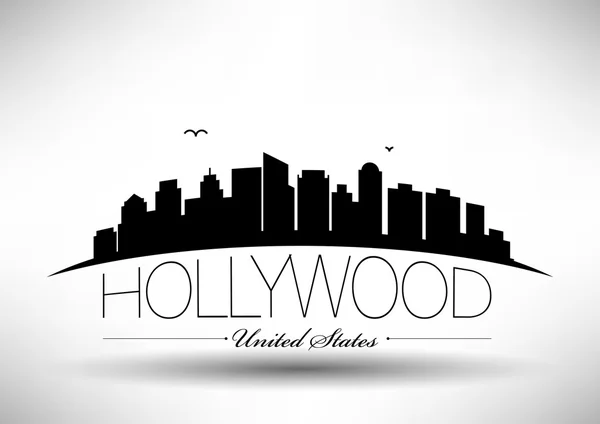 Hollywood City Skyline Design — Stock Vector