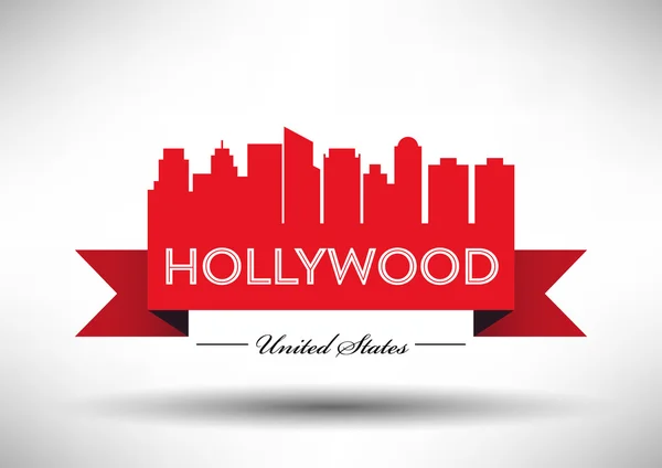 Hollywood City Skyline Design — Stock Vector