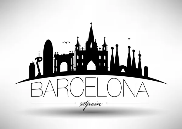 Diseño del Skyline de Barcelona ciudad — Vector de stock