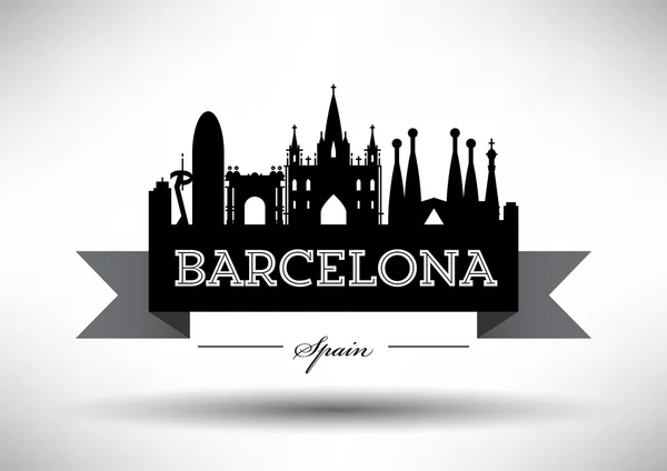 Barcellona City Skyline Design — Vettoriale Stock