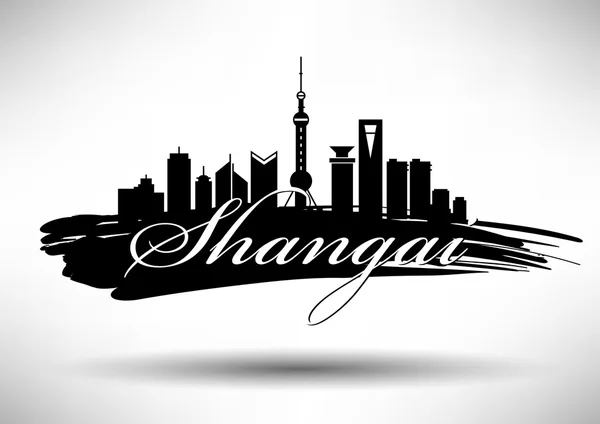 Shanghai City Skyline Design — Stockvector