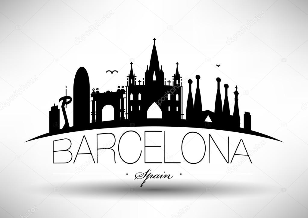 Vector Barcelona City Skyline Design