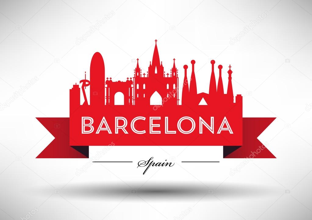 Vector Barcelona City Skyline Design