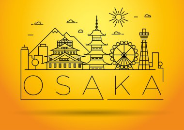 Osaka şehir manzarası ile Tipografik Tasarım
