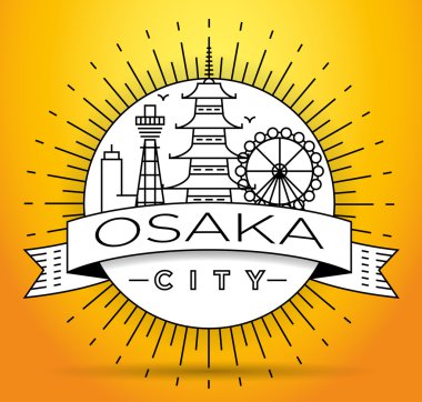 Osaka şehir manzarası ile Tipografik Tasarım