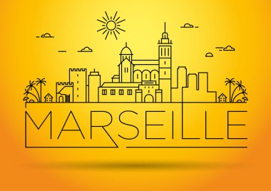 Tipografik Tasarım ile Marsilya şehir manzarası