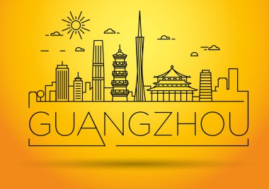 Guangzhou City Skyline with Typographic Design clipart