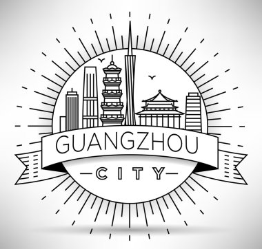 Guangzhou şehir manzarası ile Tipografik Tasarım