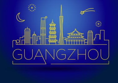 Guangzhou şehir manzarası ile Tipografik Tasarım