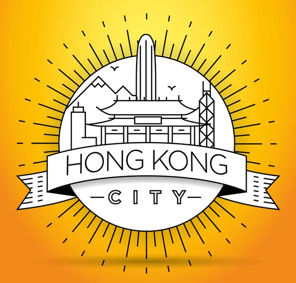 Hong Kong City Skyline with Typographic Design — Stock Vector