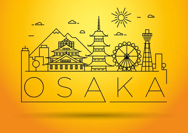 Osaka City Skyline with Typographic Design — Stock Vector