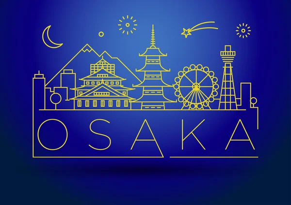 Osaka City Skyline with Typographic Design — Stock Vector