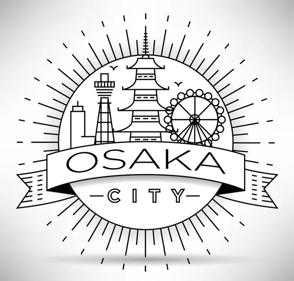 Osaka City Skyline with Typographic Design — Stock Vector