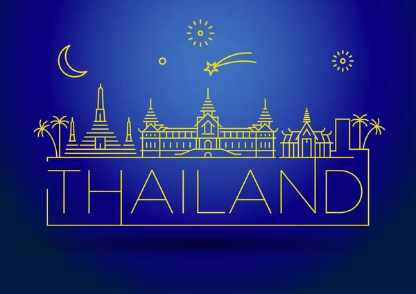 Skyline der thailändischen Stadt mit typografischem Design — Stockvektor