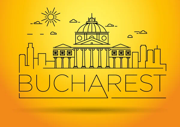 Bucharest City Skyline with Typographic Design - Stok Vektor