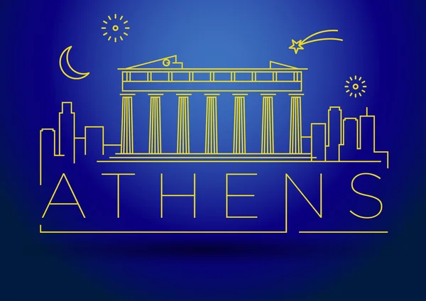 Athener Stadtsilhouette mit typografischem Design — Stockvektor