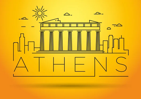 Athènes City Skyline avec design typographique — Image vectorielle