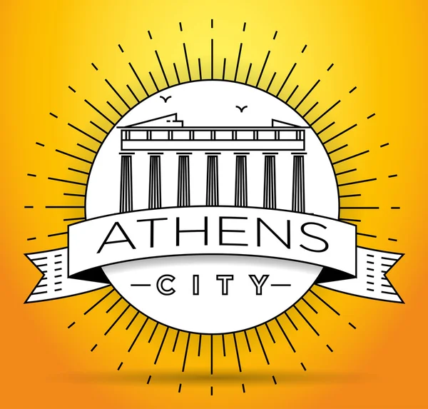 Athènes City Skyline avec design typographique — Image vectorielle