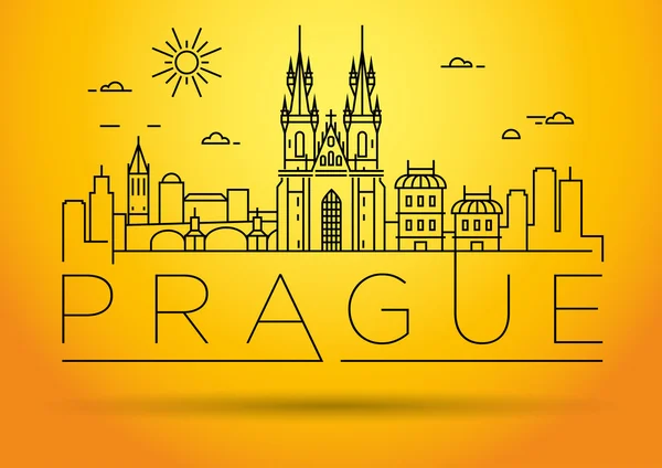 Prague City Skyline avec design typographique — Image vectorielle