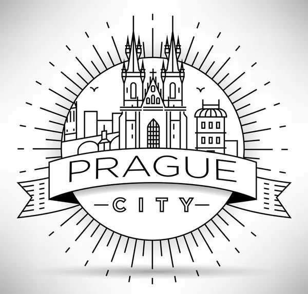 Prague City Skyline med typografiska Design — Stock vektor