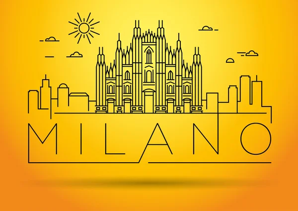 Milano City Skyline with Typographic Design - Stok Vektor