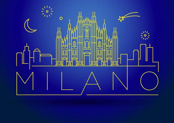 Милан Сити Skyline с типографическим дизайном — стоковый вектор