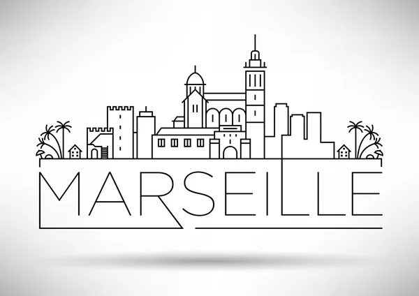 Marseille stadssilhuetten med typografiska Design — Stock vektor