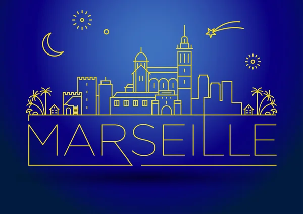 Marseille City Skyline avec design typographique — Image vectorielle