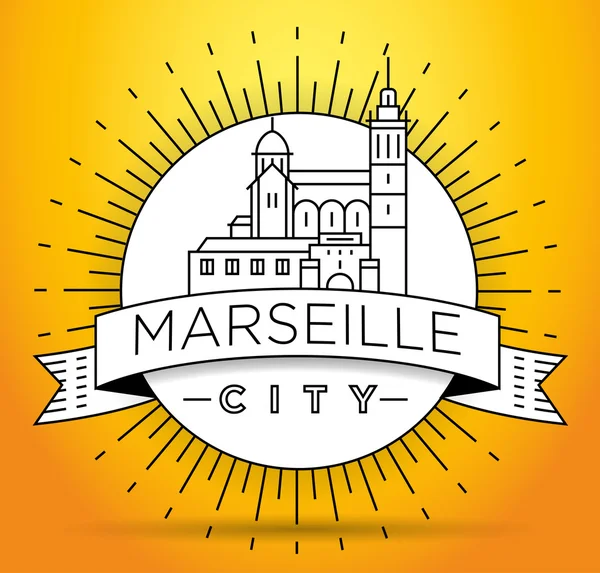 Марсель Сити Скайлайн с типографическим дизайном — стоковый вектор