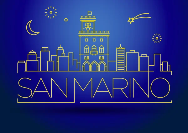 Skyline de la ville de Saint-Marin avec design typographique — Image vectorielle
