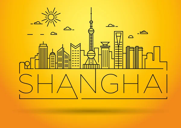 Shanghai City Skyline com design tipográfico — Vetor de Stock