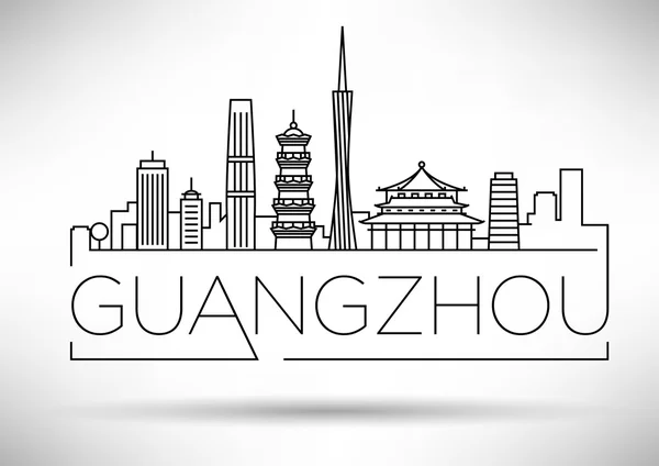 Skyline da cidade de Guangzhou com design tipográfico — Vetor de Stock