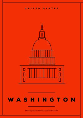 washington minimalist seyahat afişi