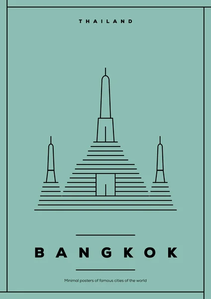 방콕 미니멀리즘 여행 포스터 — 스톡 벡터