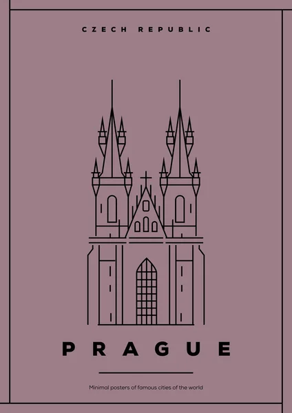 Prague minimalistic travel poster — Stock Vector